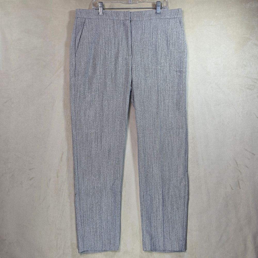 H&M Womens grey and cream Herringbone Ankle Tapered Dress Pants Trousers Size 12